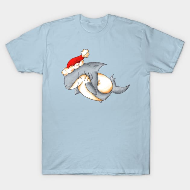 Santa Shark T-Shirt by KristenOKeefeArt